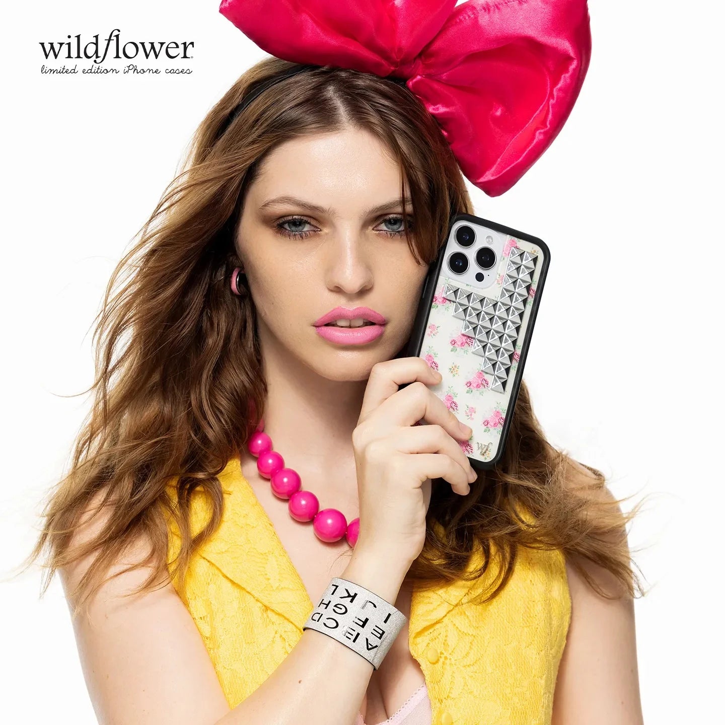 Wildflower Studs Collection Phone Case for iPhone 17ProMax 12 13 14 15 16 17 Pro Max Plus Air Custom 3D Rivet shockproof Cover