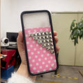 Wildflower 3D silver solid rivet with Polka Dots Phone case For iPhone