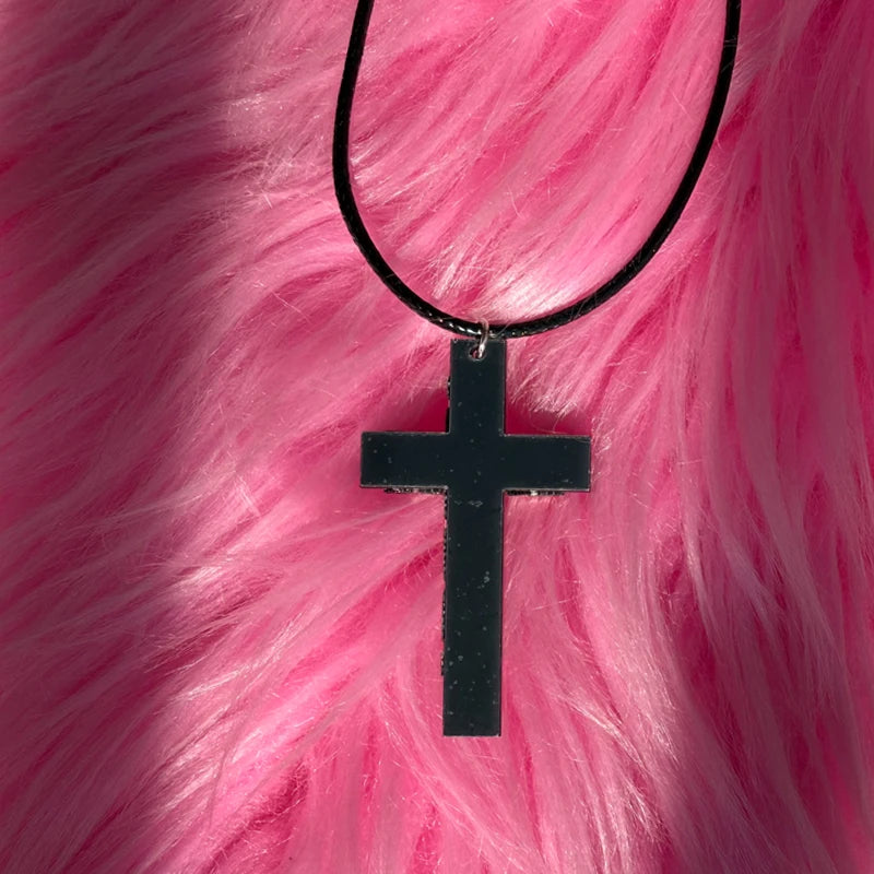 Punk Jewelry Rivet Cross Pendant Necklace
