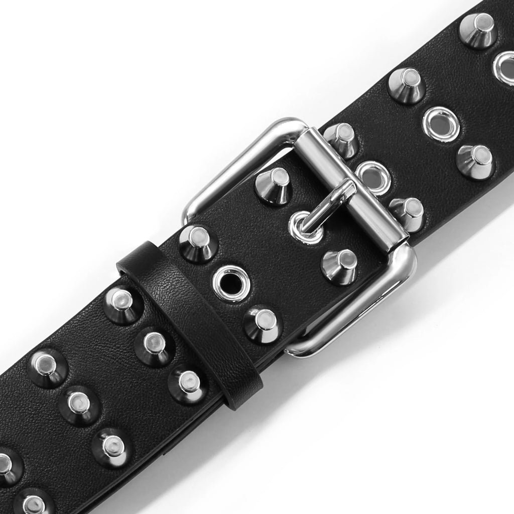Studded Belt Y2K Belt for Women and Men, Faux Leather Goth Metal Punk Rivet Belt for Jeans Pants