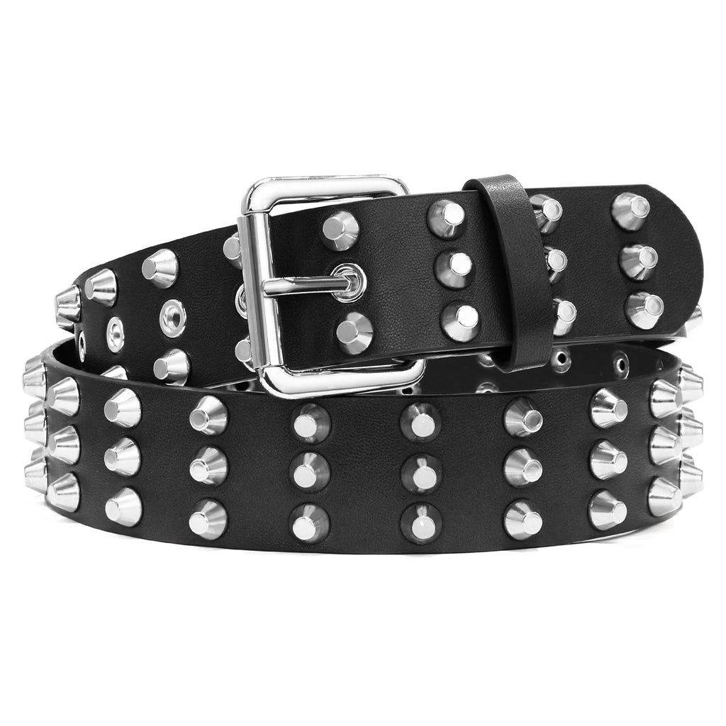 Studded Belt Y2K Belt for Women and Men, Faux Leather Goth Metal Punk Rivet Belt for Jeans Pants