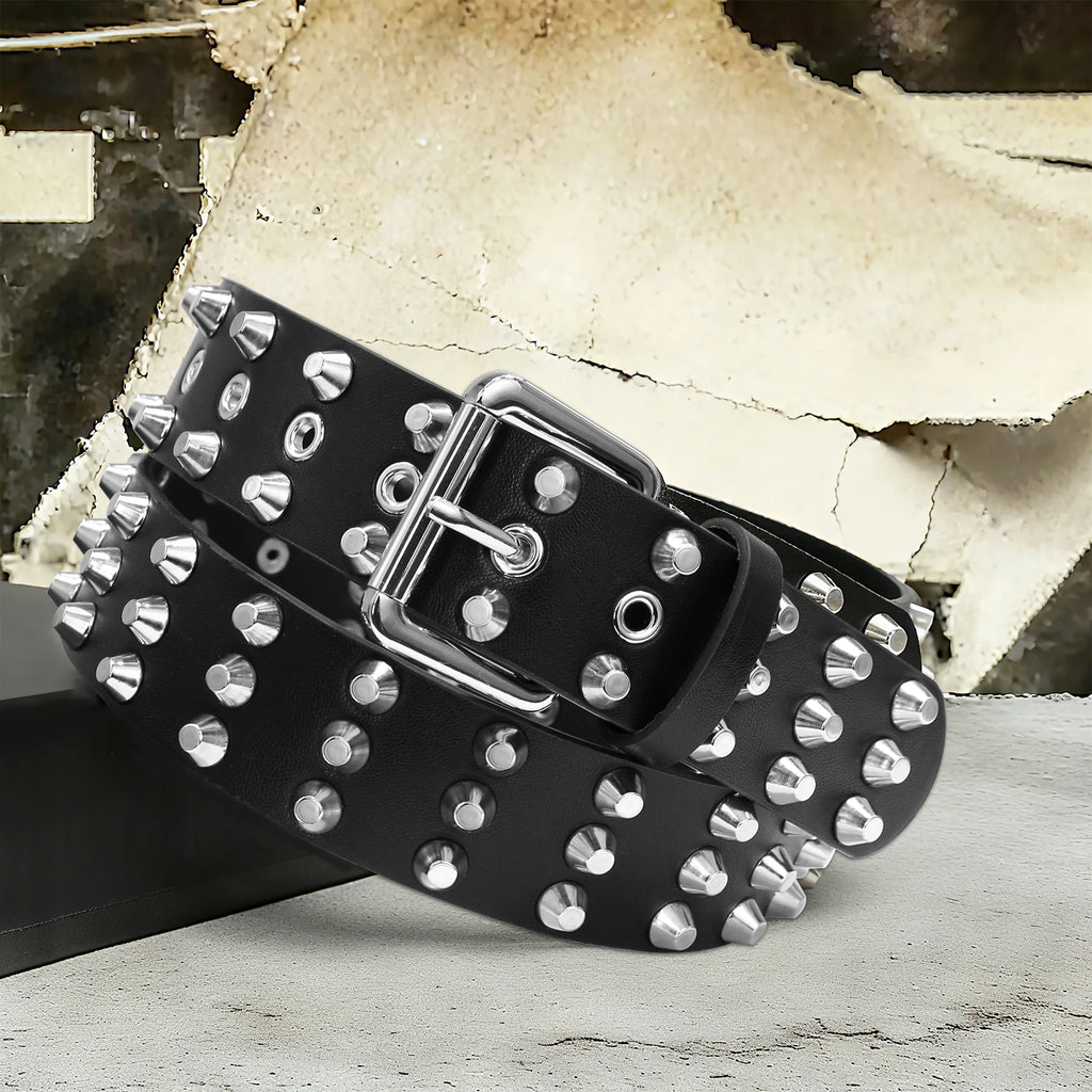Studded Belt Y2K Belt for Women and Men, Faux Leather Goth Metal Punk Rivet Belt for Jeans Pants
