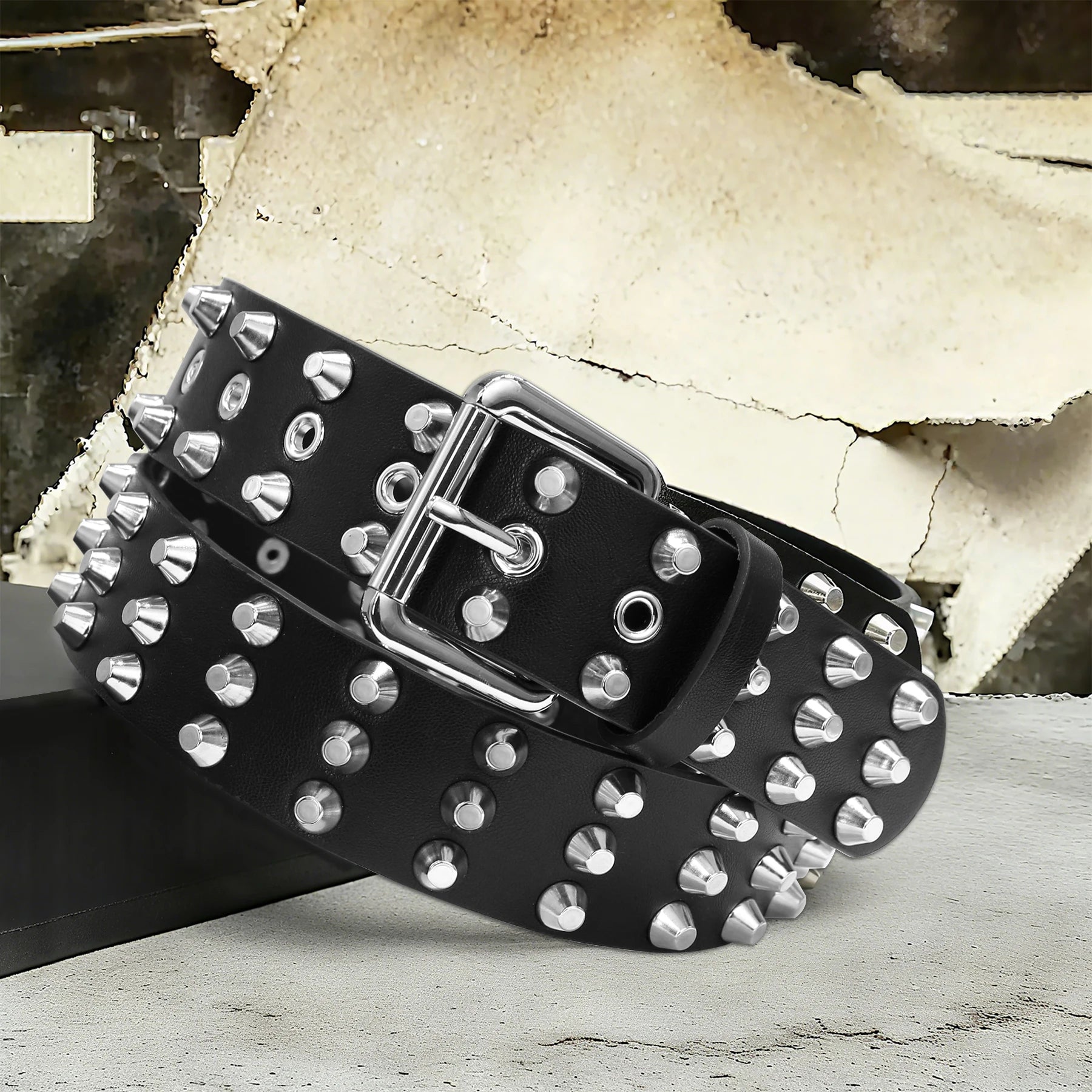 Studded Belt Y2K Belt for Women and Men, Faux Leather Goth Metal Punk Rivet Belt for Jeans Pants