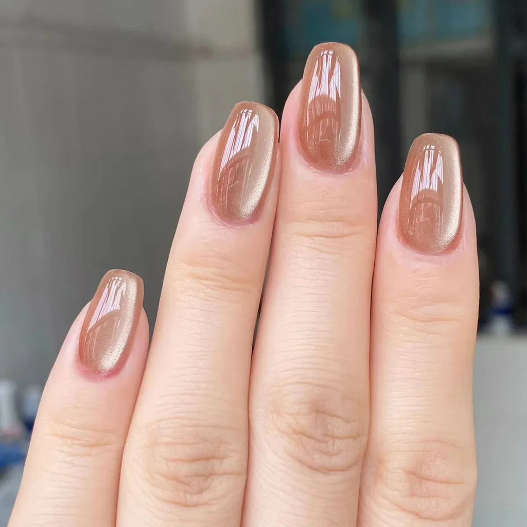 24Pcs Oval Short Pink Press on Nails Simple Ombre