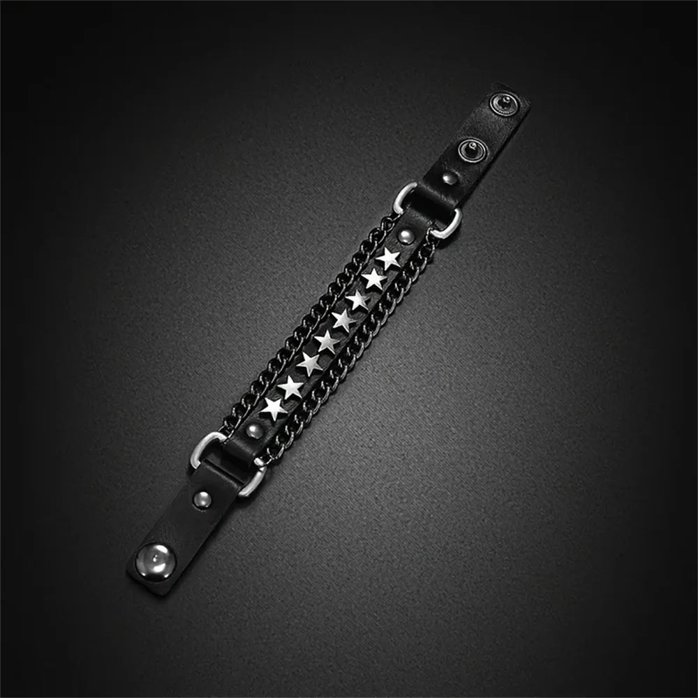 Punk Studded Hip-Hop Fashion Skull Faux Leather Bracelet Suitable for Everyday Wear, Festive Parties, Stylish Accessory Or Gift