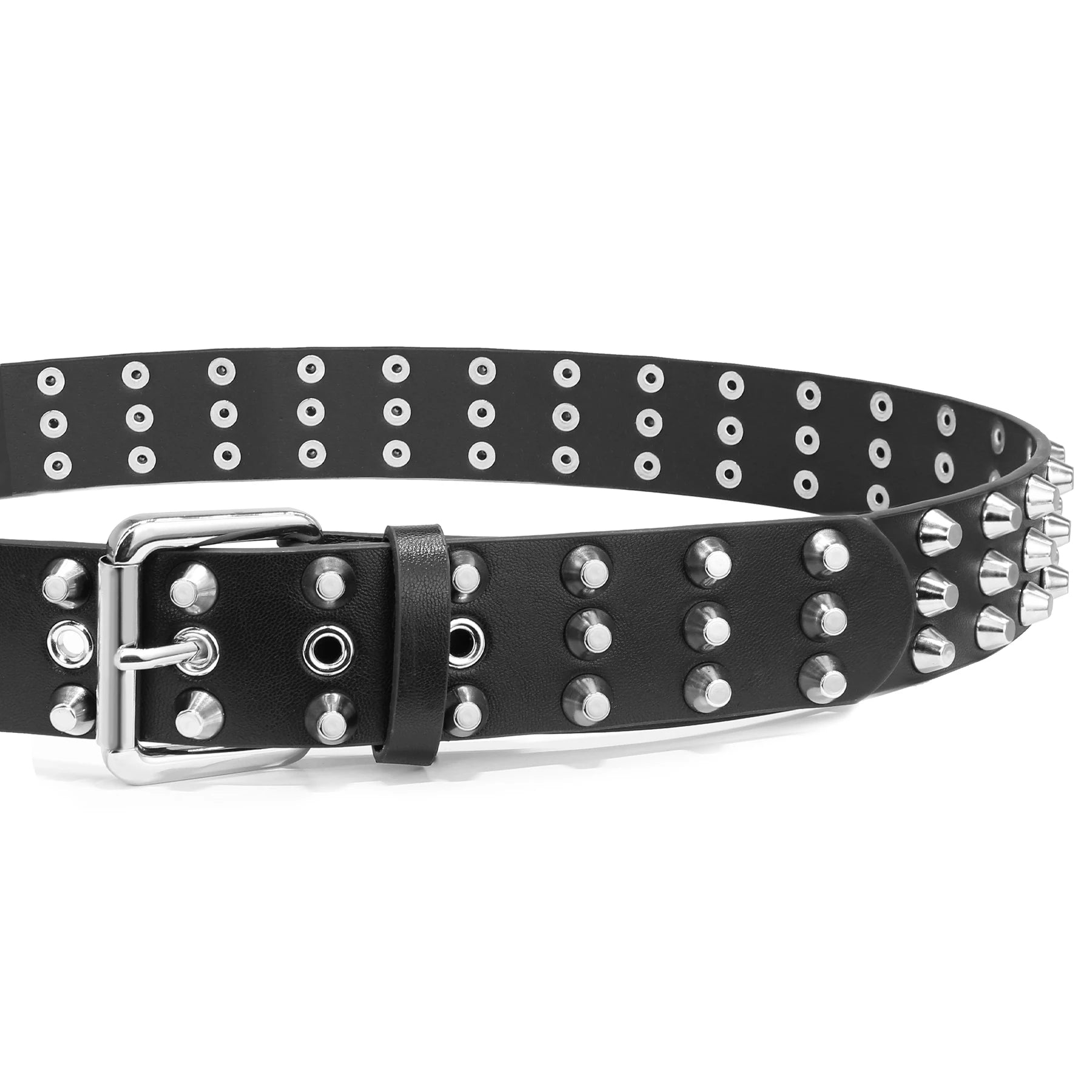 Studded Belt Y2K Belt for Women and Men, Faux Leather Goth Metal Punk Rivet Belt for Jeans Pants