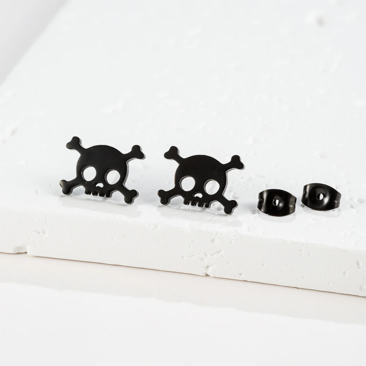 1Pair Hollow Mini Skull Earrings Stainless Steel Ear Studs