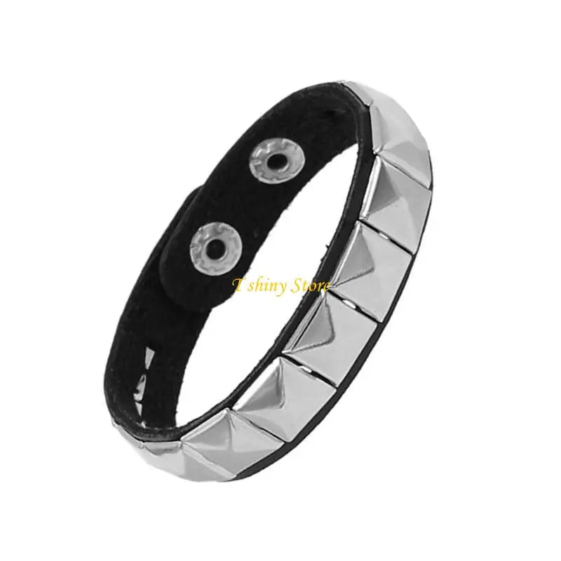Punk Square Studded Bracelet Party Wear Wristband Leather Texture Fashion Bracelet Suitable for Youthful Fashion Lovers