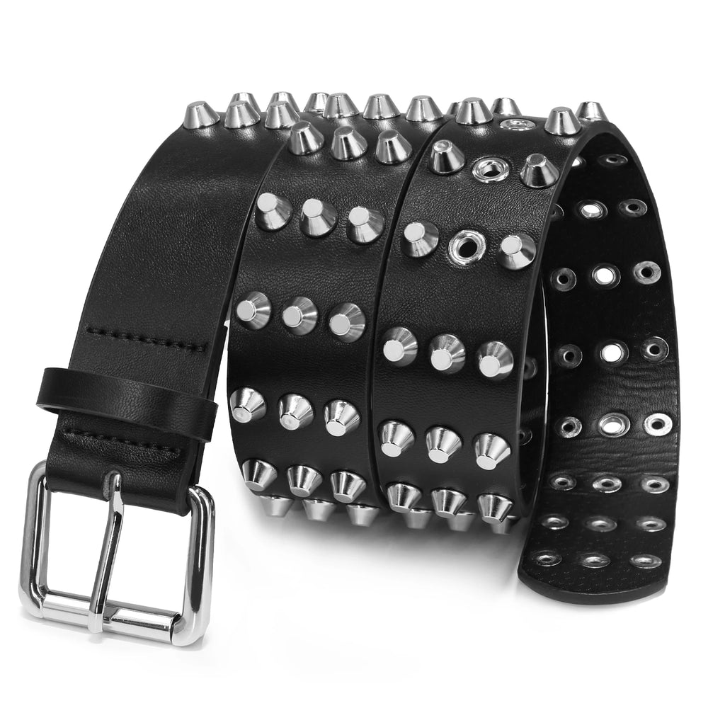 Studded Belt Y2K Belt for Women and Men, Faux Leather Goth Metal Punk Rivet Belt for Jeans Pants