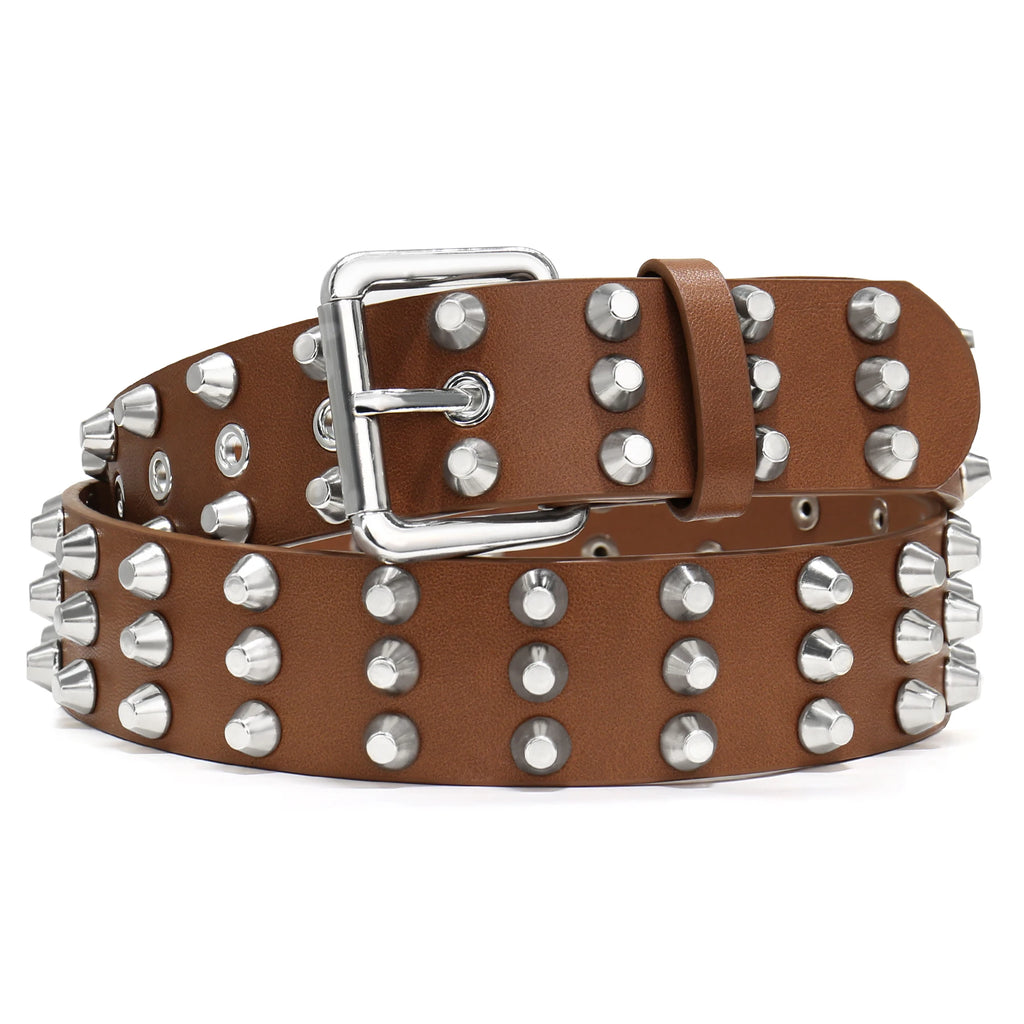 Studded Belt Y2K Belt for Women and Men, Faux Leather Goth Metal Punk Rivet Belt for Jeans Pants