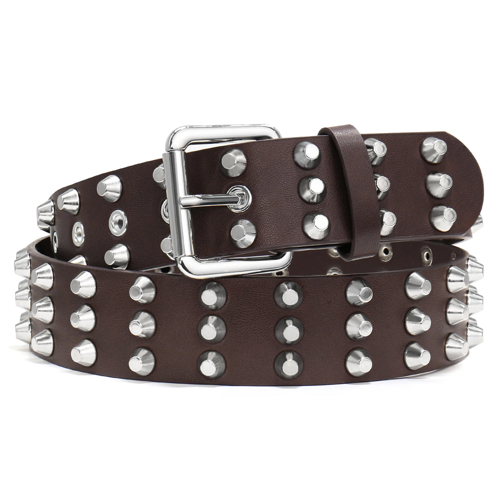 Studded Belt Y2K Belt for Women and Men, Faux Leather Goth Metal Punk Rivet Belt for Jeans Pants