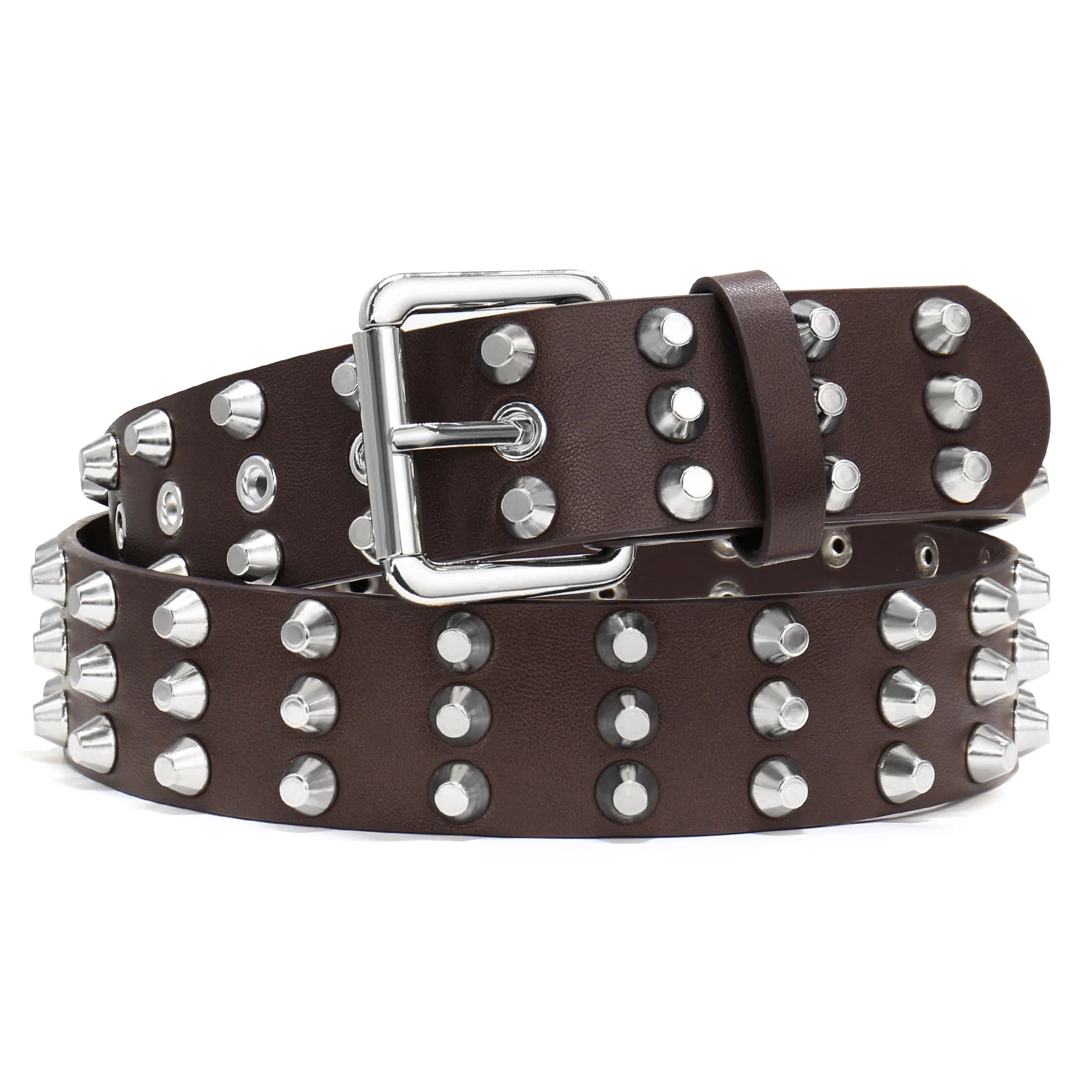 Studded Belt Y2K Belt for Women and Men, Faux Leather Goth Metal Punk Rivet Belt for Jeans Pants
