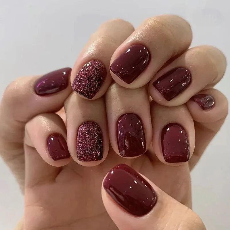 24Pcs Oval Short Pink Press on Nails Simple Ombre
