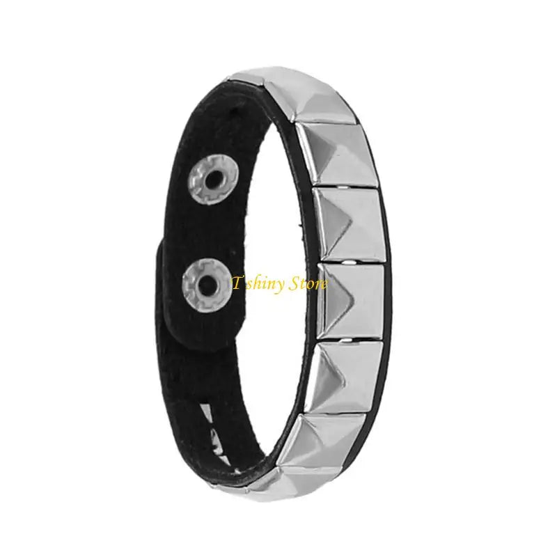 Punk Square Studded Bracelet Party Wear Wristband Leather Texture Fashion Bracelet Suitable for Youthful Fashion Lovers