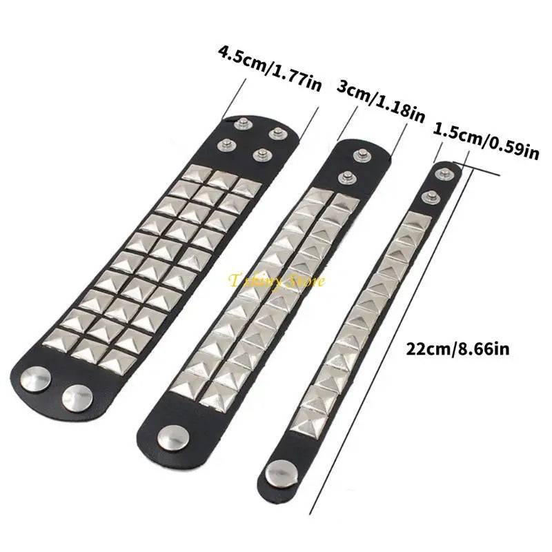 Punk Square Studded Bracelet Party Wear Wristband Leather Texture Fashion Bracelet Suitable for Youthful Fashion Lovers