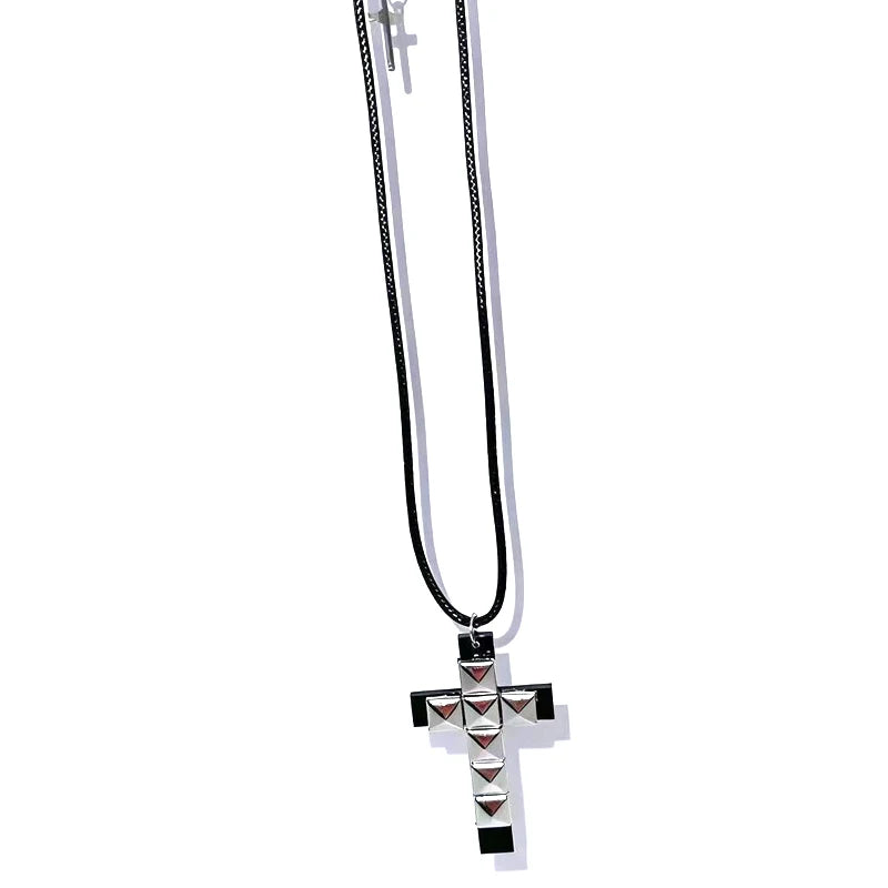 Punk Jewelry Rivet Cross Pendant Necklace