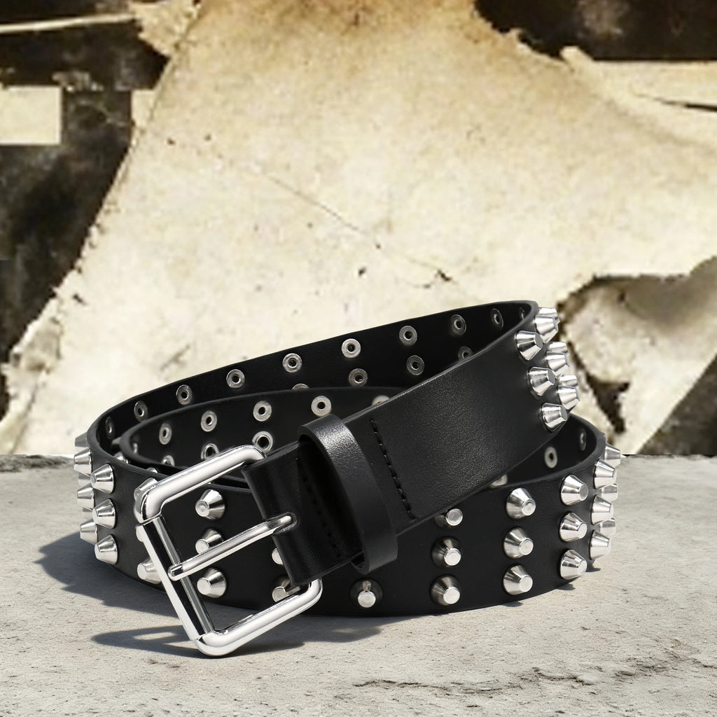 Studded Belt Y2K Belt for Women and Men, Faux Leather Goth Metal Punk Rivet Belt for Jeans Pants