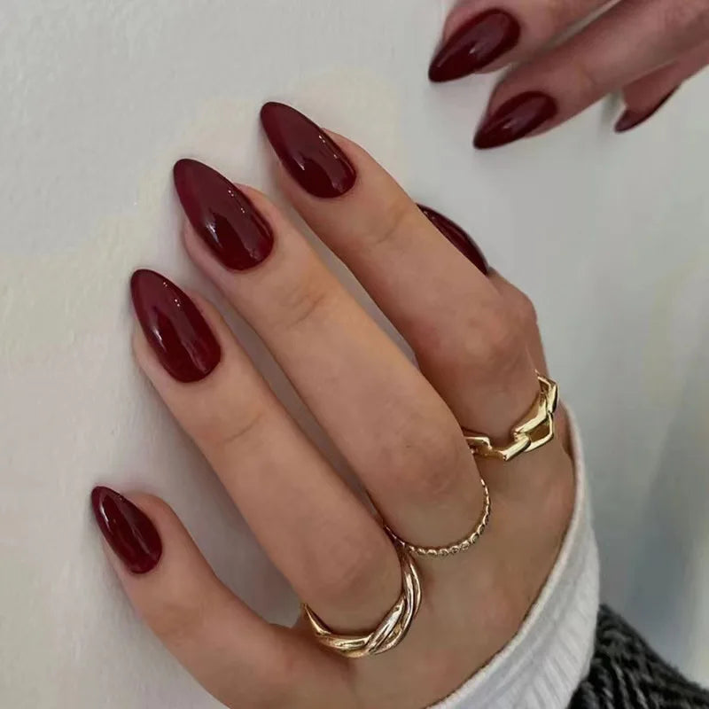 24Pcs Oval Short Pink Press on Nails Simple Ombre