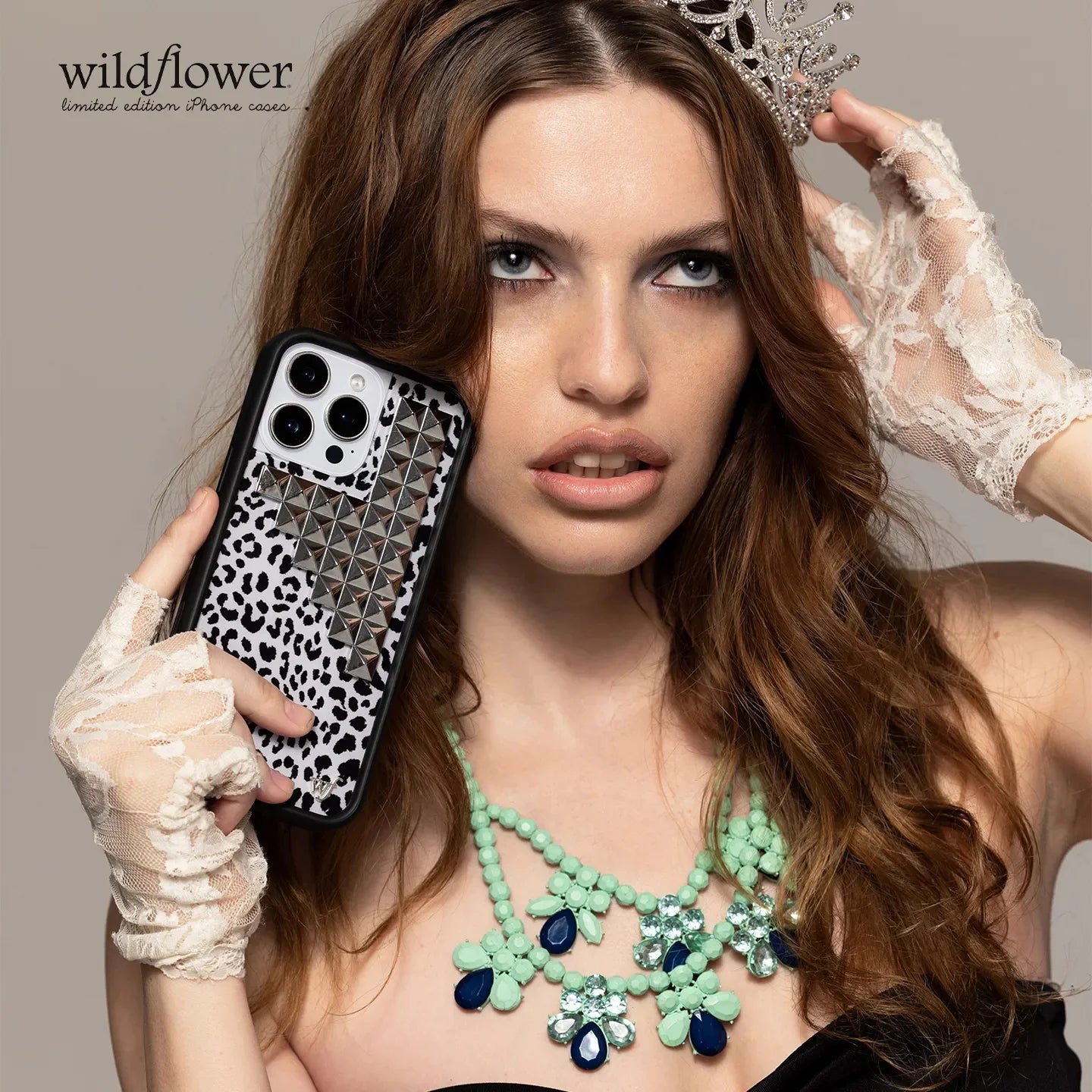 Wildflower Studs Collection Phone Case for iPhone 17ProMax 12 13 14 15 16 17 Pro Max Plus Air Custom 3D Rivet shockproof Cover