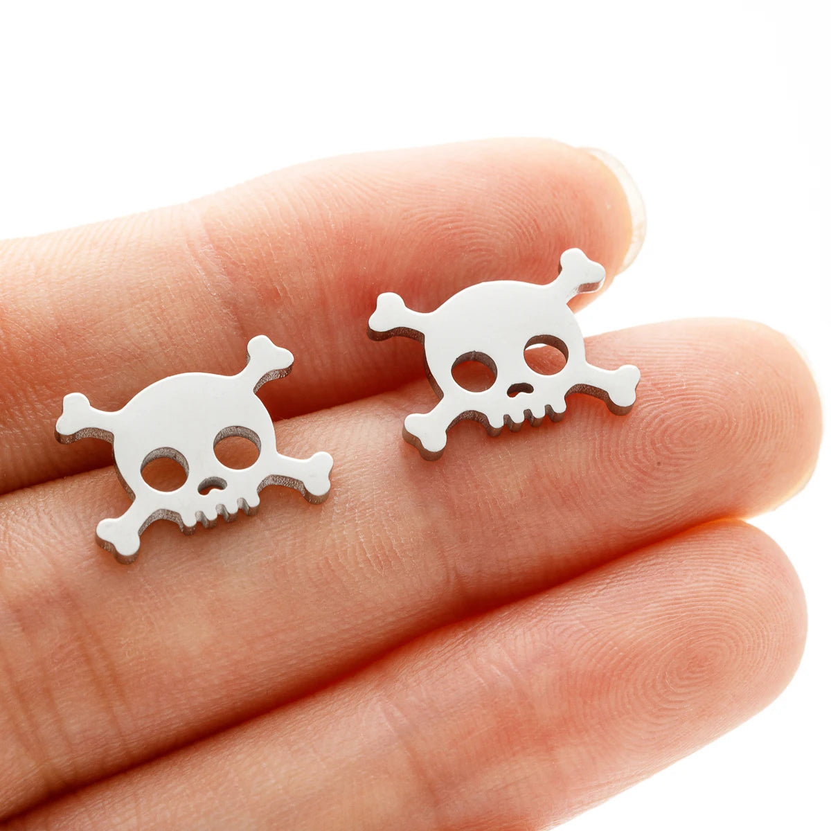 1Pair Hollow Mini Skull Earrings Stainless Steel Ear Studs
